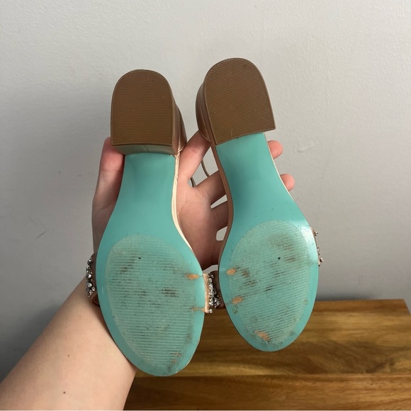 Betsey Johnson Women's Sb-Mel Heeled Sandal tan silver size 5.5 - Picture 8 of 14